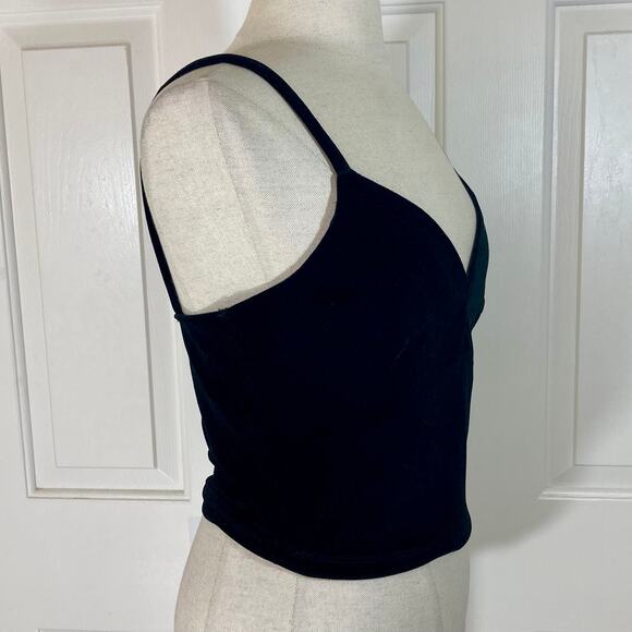 Privy Black velvet cropped camisole top womens medium in Excellent condition - Picture 4 of 7
